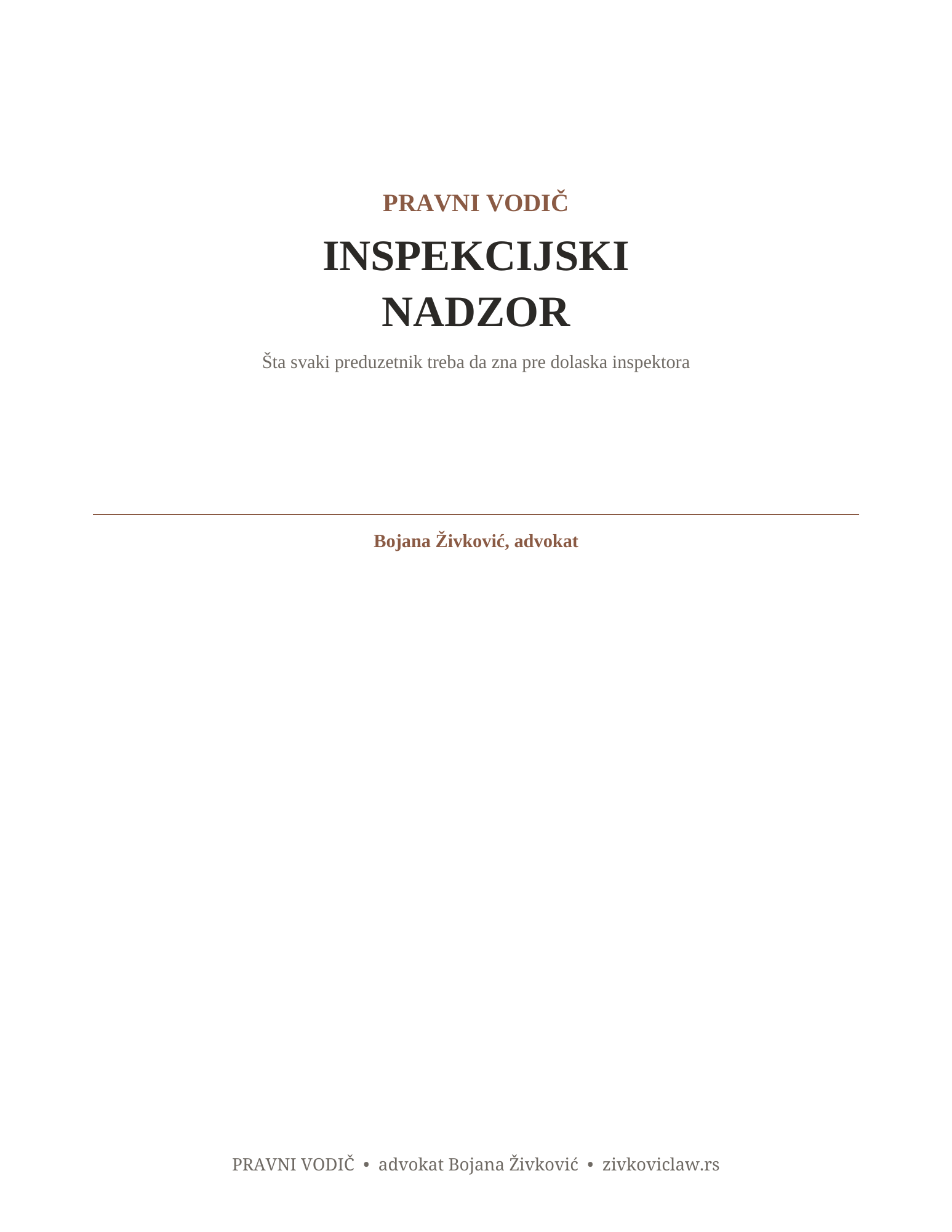 Naslovnica Pravnog vodiča: Inspekcijski nadzor