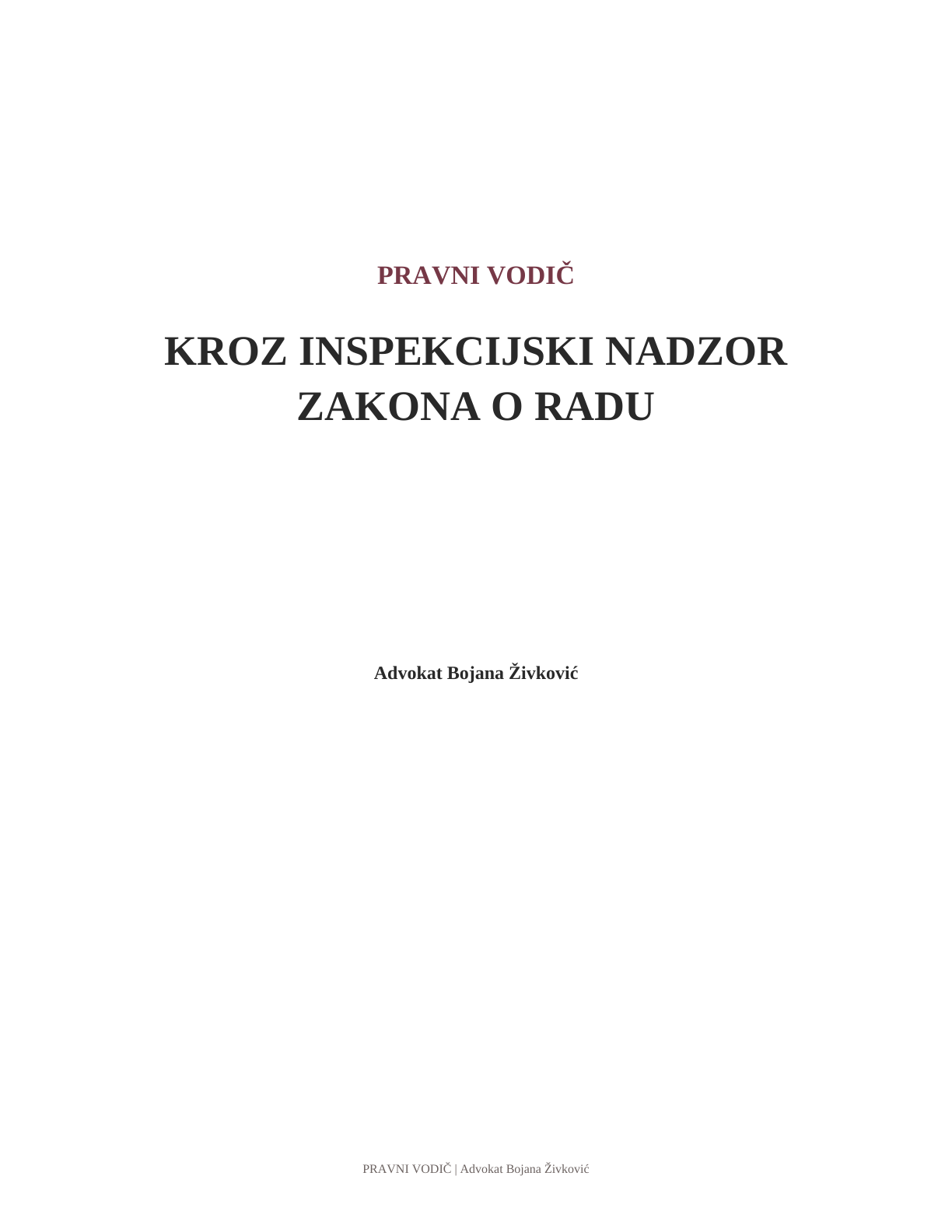 Naslovnica Pravnog vodiča: Kroz inspekcijski nadzor Zakona o radu